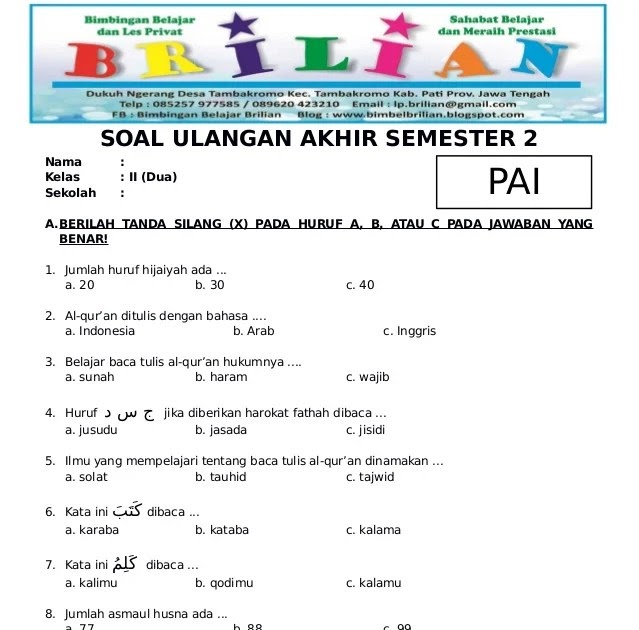 Contoh Soal Agama Kelas 1 Sd Dalchaebi Contoh Soal Agama Kelas 1 Sd Dalchaebi