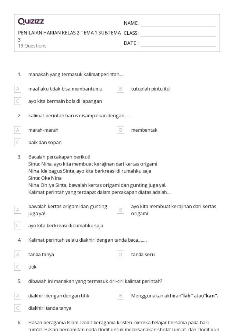 5 Rahasia Latihan Soal Kelas 2 Tema 1 Sub Tema 3 Agar Anak Cepat Paham dan Nilai Maksimal