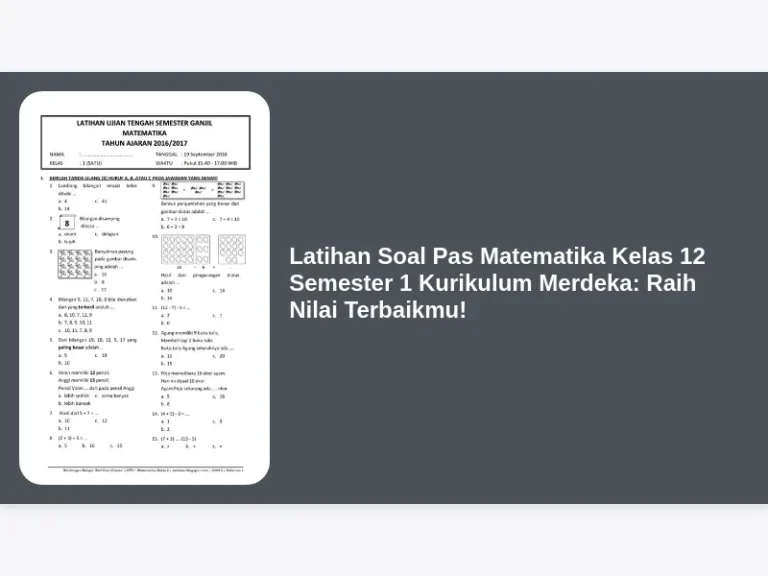 7 Rahasia Lolos Ujian dengan Latihan Soal Matematika Kelas 12 Semester 1 Kurikulum 2013
