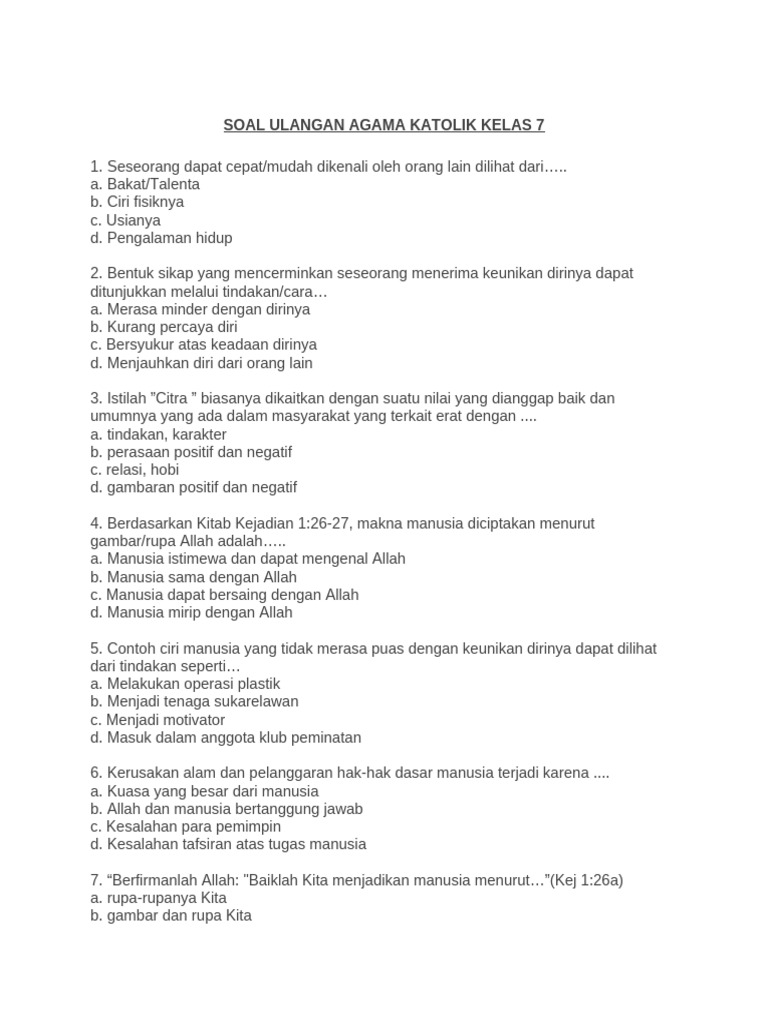 7 Rahasia Sukses Nilai Maksimal Soal Agama Katolik Kelas 7 Semester 1 dan Kunci Jawaban 7 Rahasia Sukses Nilai Maksimal Soal Agama Katolik Kelas 7 Semester 1 dan Kunci Jawaban