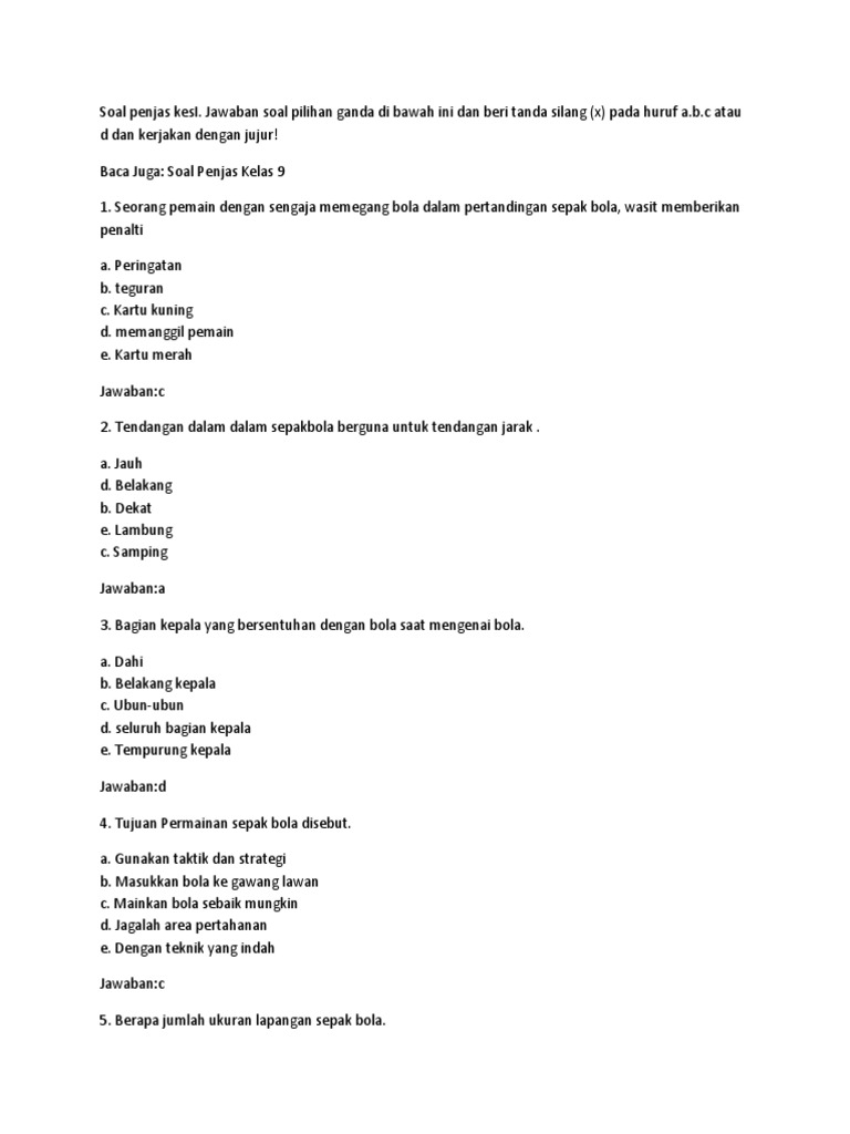 Contoh soal penjas kelas xii semester 1 beserta jawabannya STAIMMKML Contoh soal penjas kelas xii semester 1 beserta jawabannya STAIMMKML