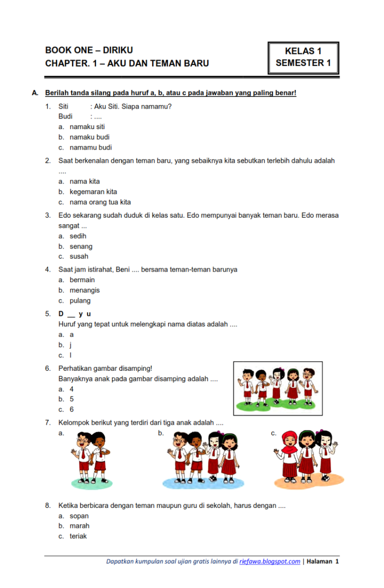 Rahasia Nilai Bagus 7 Kumpulan Soal Kelas 1 SD Semester 2 Kurikulum 2013 PDF Siap Cetak Rahasia Nilai Bagus 7 Kumpulan Soal Kelas 1 SD Semester 2 Kurikulum 2013 PDF Siap Cetak