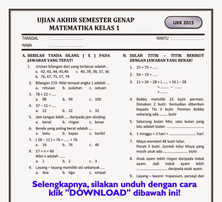 Terbongkar 15 Rahasia Soal Soal UAS Matematika Kelas 6 Semester 1 Agar Nilai Sempurna