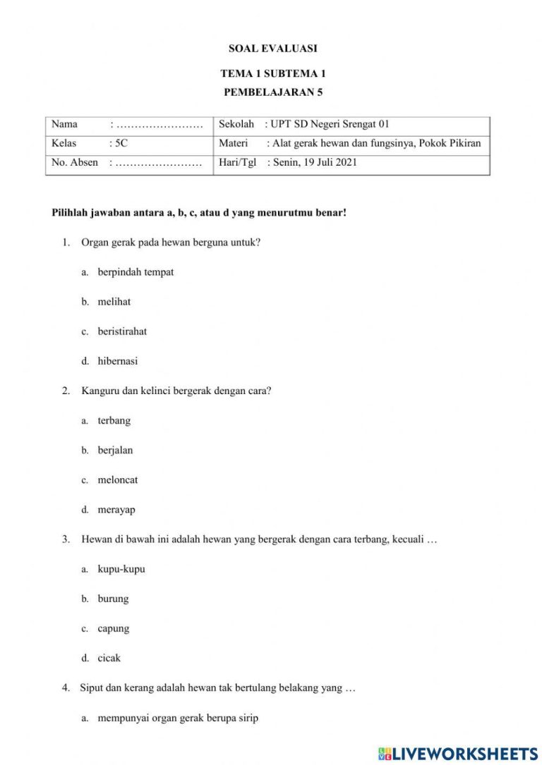 Ternyata Ini Rahasia Nilai Sempurna Soal Kelas 5 Tema 1 Sub Tema 1 Yang Jarang Diketahui Ternyata Ini Rahasia Nilai Sempurna Soal Kelas 5 Tema 1 Sub Tema 1 Yang Jarang Diketahui