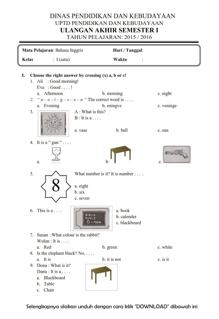 5 Rahasia Soal Bahasa Inggris Kelas 2 SD Semester 1 PDF yang Wajib Orang Tua Tahu 5 Rahasia Soal Bahasa Inggris Kelas 2 SD Semester 1 PDF yang Wajib Orang Tua Tahu