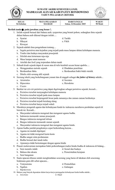SOAL SEJARAH INDONESIA KELAS XI SEBELAS PDF