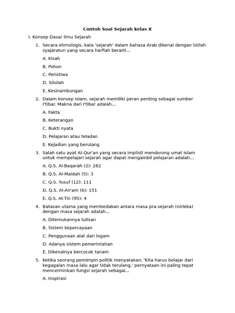 18 Contoh Soal Sejarah Kelas X Bab 1 Beserta Jawabannya untuk Hadapi Ujian Semester Genap 2026