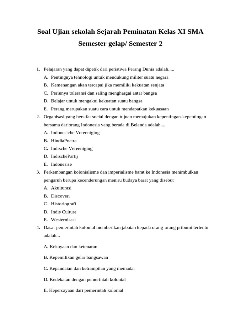 5 Soal Ujian Sejarah Indonesia Kelas 11 Semester 2 yang Sering Keluar, Wajib Tahu 5 Soal Ujian Sejarah Indonesia Kelas 11 Semester 2 yang Sering Keluar, Wajib Tahu
