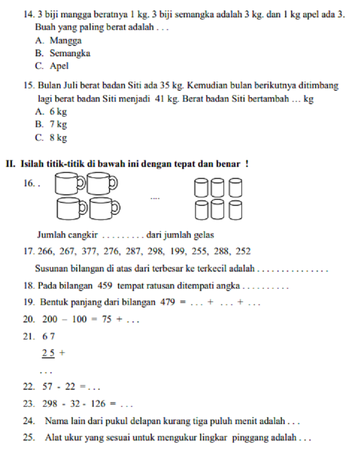 Kumpulan Soal Matematika Sd Kelas 1 Pdf - Dunia Sosial