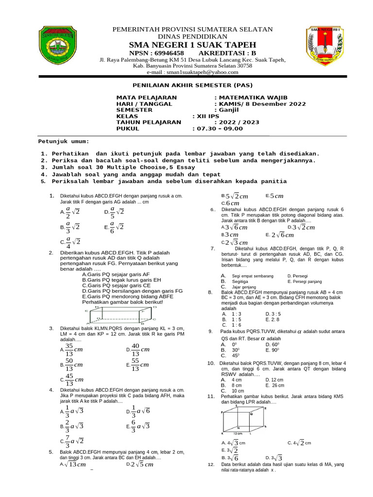 Akhirnya Terungkap 7 Contoh Soal Matematika Kelas 12 Ips Semester 1 Beserta Jawabannya yang Wajib Kamu Coba Akhirnya Terungkap 7 Contoh Soal Matematika Kelas 12 Ips Semester 1 Beserta Jawabannya yang Wajib Kamu Coba
