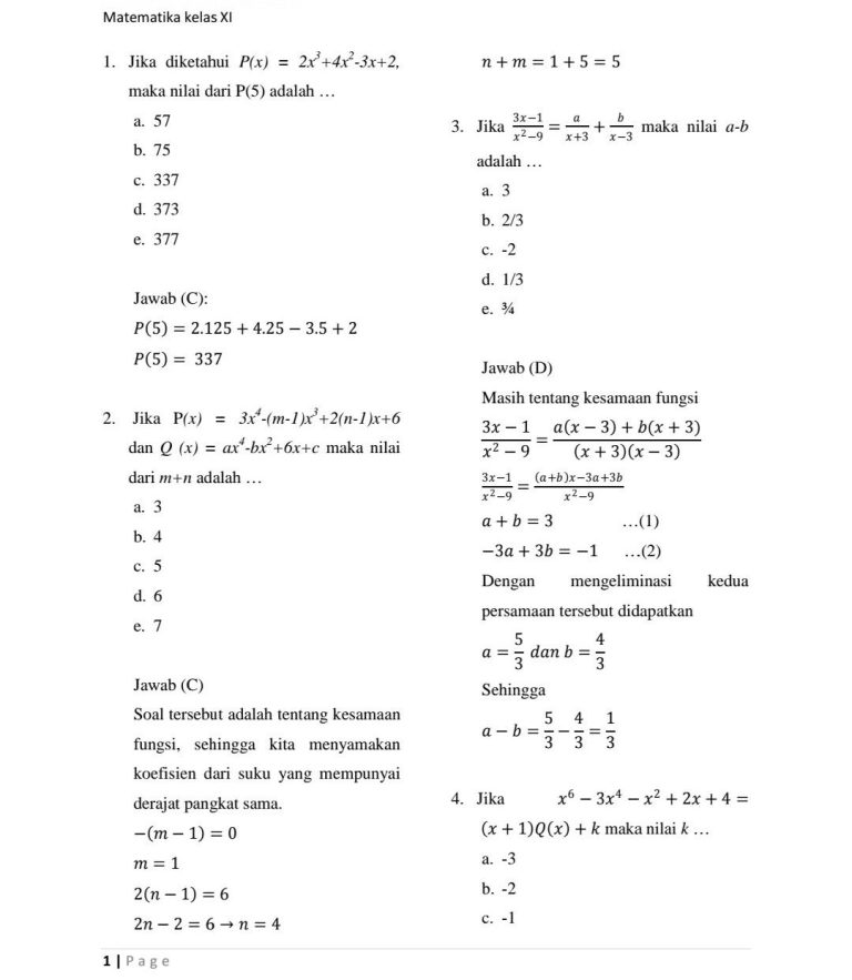 10 Contoh Soal Matematika Kelas 11 Semester 1 Beserta Jawaban yang Sering Muncul di Ujian, Wajib Tahu Sebelum Terlambat