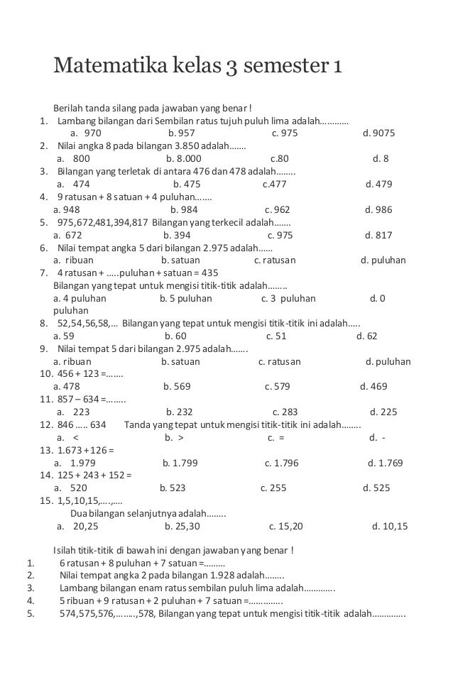 5 Contoh Soal Matematika Kelas 3 SD Semester 1 K13 Ternyata Sering Keluar Saat Ujian, Wajib Tahu Sebelum Terlambat 5 Contoh Soal Matematika Kelas 3 SD Semester 1 K13 Ternyata Sering Keluar Saat Ujian, Wajib Tahu Sebelum Terlambat