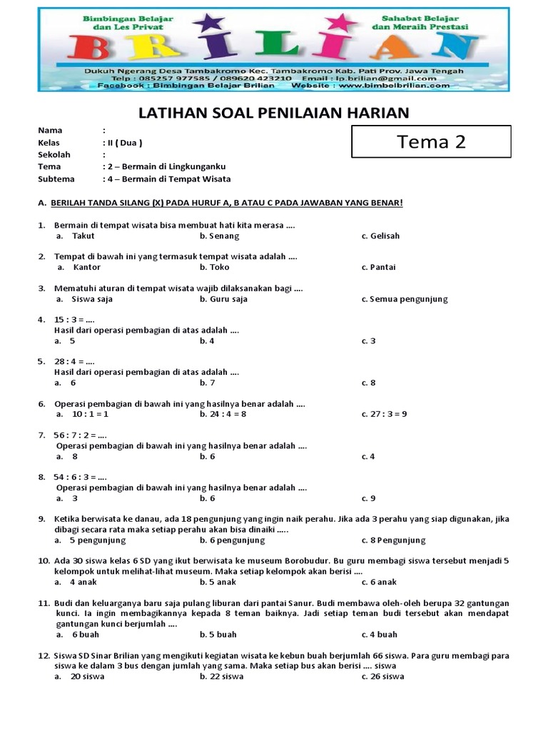 5 Contoh Soal Tematik 4 Kelas 2 Ternyata Bisa Bikin Anak Juara, Wajib Coba! 5 Contoh Soal Tematik 4 Kelas 2 Ternyata Bisa Bikin Anak Juara, Wajib Coba!