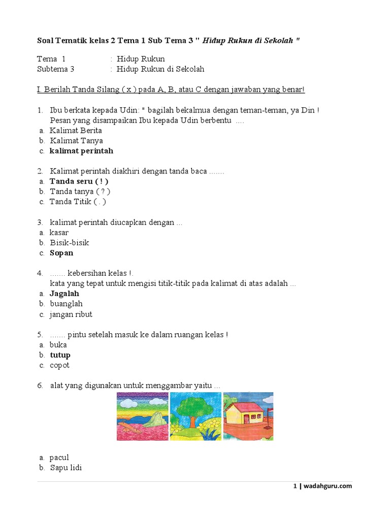 7 Contoh Soal Temantik Kelas 2 Tema 1 yang Terbukti Membuat Anak Sukses di Semester 1 7 Contoh Soal Temantik Kelas 2 Tema 1 yang Terbukti Membuat Anak Sukses di Semester 1