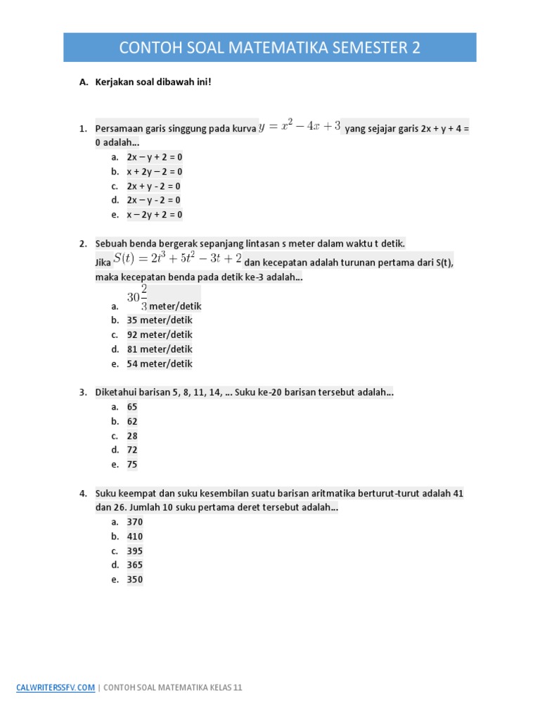 7 Rahasia Contoh Soal Matematika Kelas 11 Semester 1 dan 2 yang Wajib Kuasai Sebelum Ujian