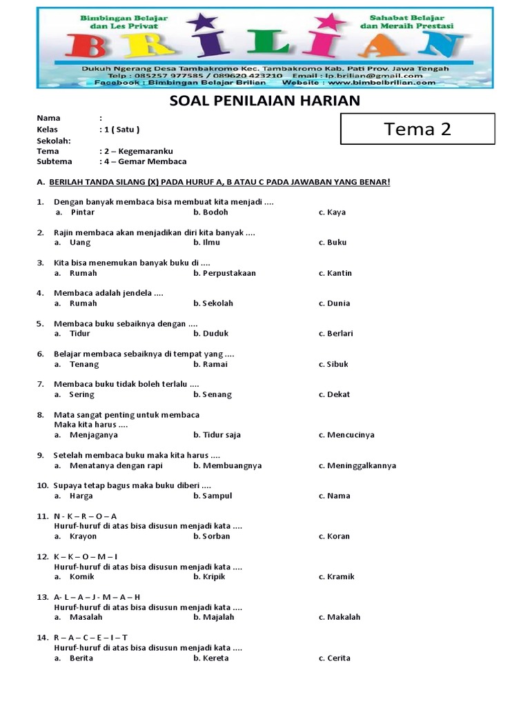 7 Rahasia Contoh Soal Tematik Kelas 1 Tema 2 Subtema 4 yang Bikin Anak Cepat Menguasai 7 Rahasia Contoh Soal Tematik Kelas 1 Tema 2 Subtema 4 yang Bikin Anak Cepat Menguasai