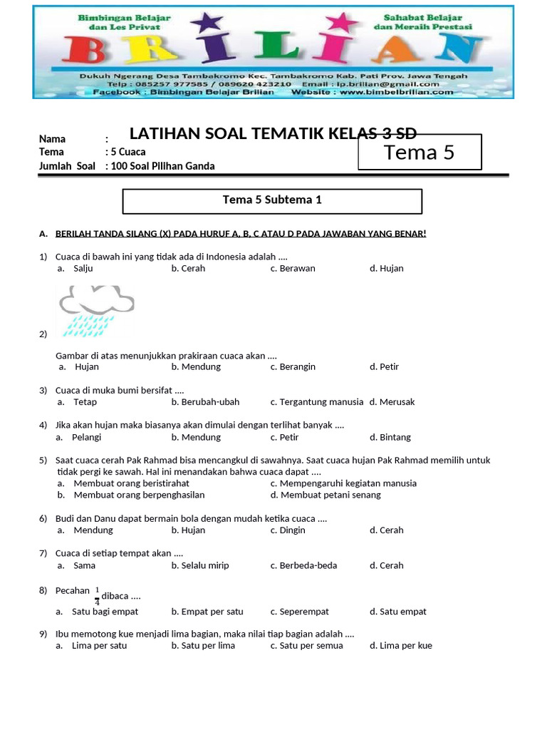 7 Rahasia Latihan Soal Tematik Kelas 3 Tema 5 Cuaca yang Membuat Anak Sukses di 2026 7 Rahasia Latihan Soal Tematik Kelas 3 Tema 5 Cuaca yang Membuat Anak Sukses di 2026