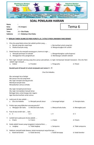 7 Rahasia Menguasai contoh soal tematik 6 subtema 2 kelas 4 sd Sebelum Nilai Turun 7 Rahasia Menguasai contoh soal tematik 6 subtema 2 kelas 4 sd Sebelum Nilai Turun