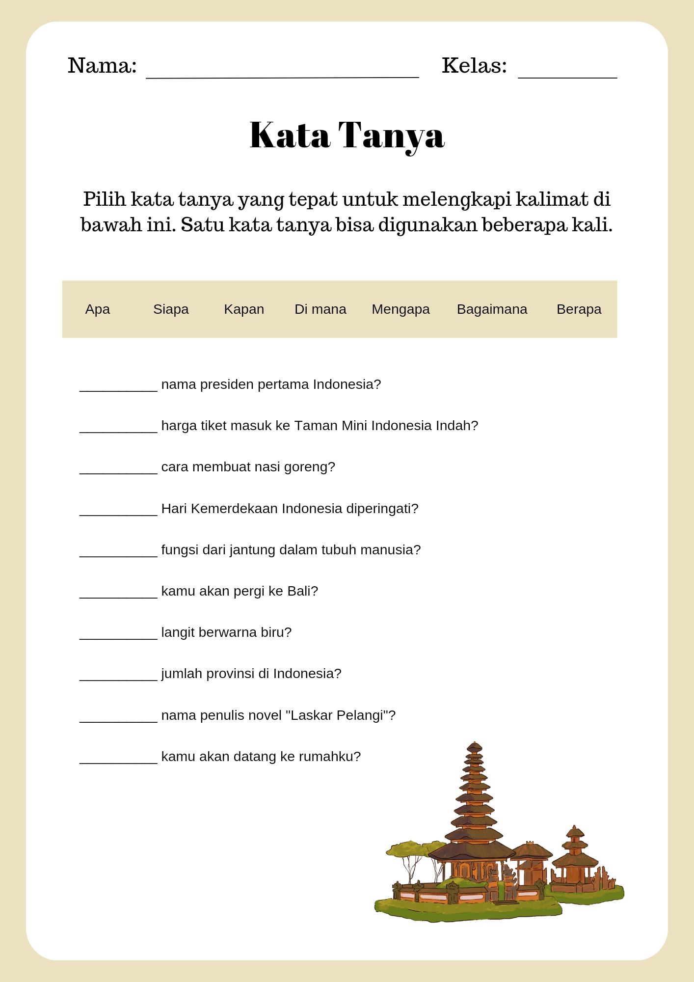 7 Rahasia Menguasai contoh soal tematik bahasa indonesia kelas 2 tentang kalimat tanya