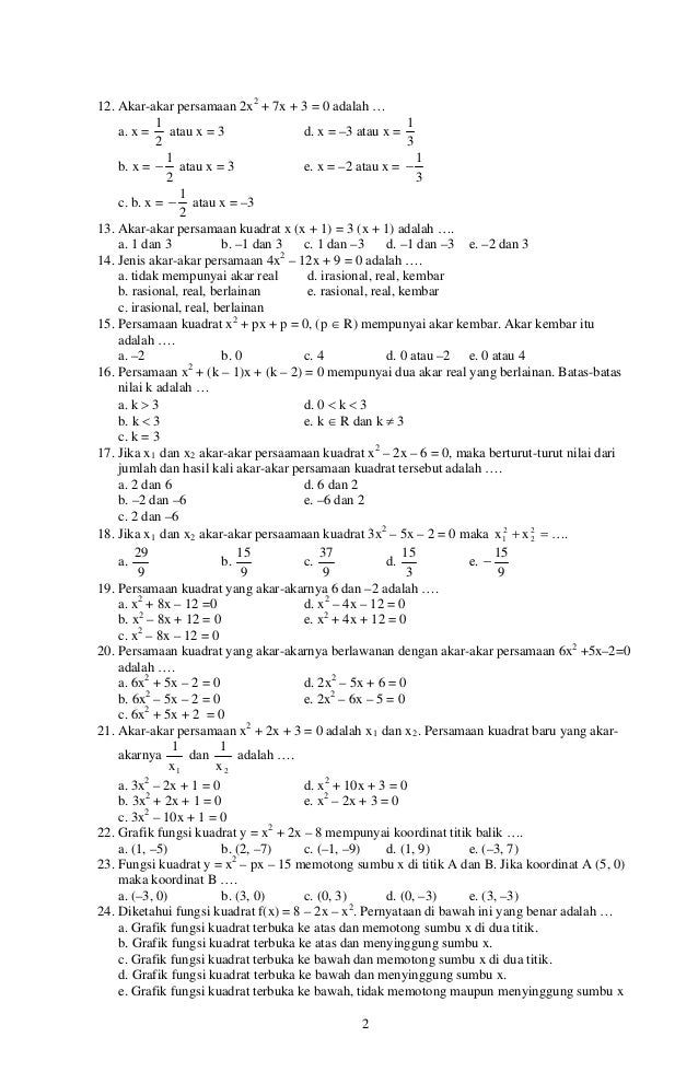 Kumpulan Soal Matematika Wajib Kelas 12 Semester 1 Dan Pembahasannya Kumpulan Soal Matematika Wajib Kelas 12 Semester 1 Dan Pembahasannya