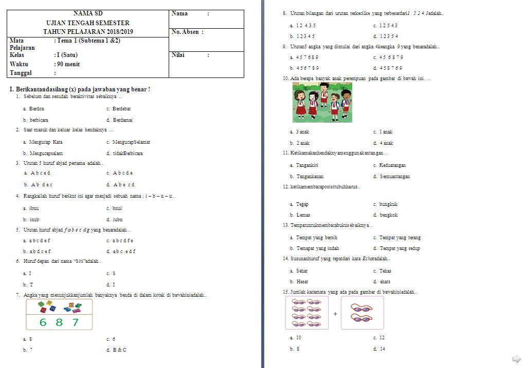 Rahasia Cepat Kuasai Contoh Soal Tematik Kelas 1 SD Tema 1 Subtema 2 Sebelum Ujian Rahasia Cepat Kuasai Contoh Soal Tematik Kelas 1 SD Tema 1 Subtema 2 Sebelum Ujian