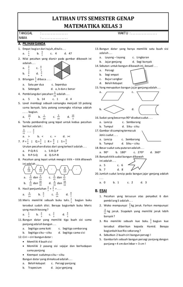 Rahasia Sifat Segitiga Sama Kaki: latihan soal tematik kelas 3 sd semester 2 matematika Rahasia Sifat Segitiga Sama Kaki: latihan soal tematik kelas 3 sd semester 2 matematika