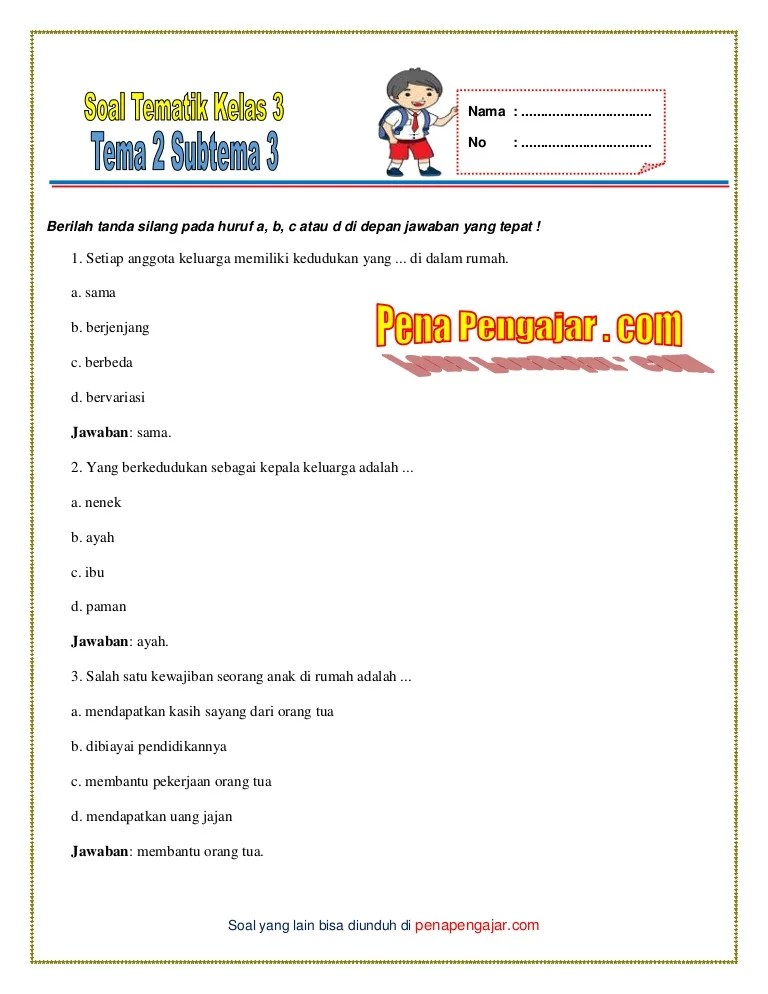 Rahasia Sukses Hadapi Ujian: 7 Latihan Soal Tematik Kelas 3 SD Kurikulum 2013 Subtema 3 yang Wajib Dicoba Rahasia Sukses Hadapi Ujian: 7 Latihan Soal Tematik Kelas 3 SD Kurikulum 2013 Subtema 3 yang Wajib Dicoba