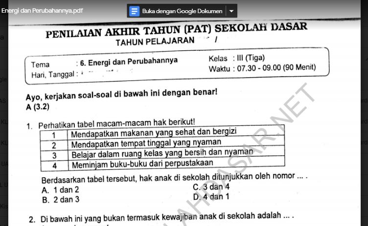 Terbukti! 5 Cara Cepat Download Soal Soal Tema 6 Kelas 3 Energi dan Perubahannya