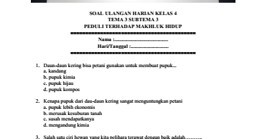 Terbukti 7 Cara Cepat Dapatkan Download Soal Tema 3 Kelas 4 Gratis Sebelum Ujian Dimulai Terbukti 7 Cara Cepat Dapatkan Download Soal Tema 3 Kelas 4 Gratis Sebelum Ujian Dimulai