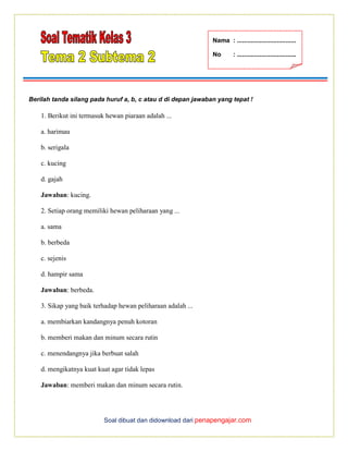 Terbukti Efektif! Latihan Soal Tematik Kelas 3 Tema 2 Subtema 2 dengan 20 Soal Praktis Terbukti Efektif! Latihan Soal Tematik Kelas 3 Tema 2 Subtema 2 dengan 20 Soal Praktis