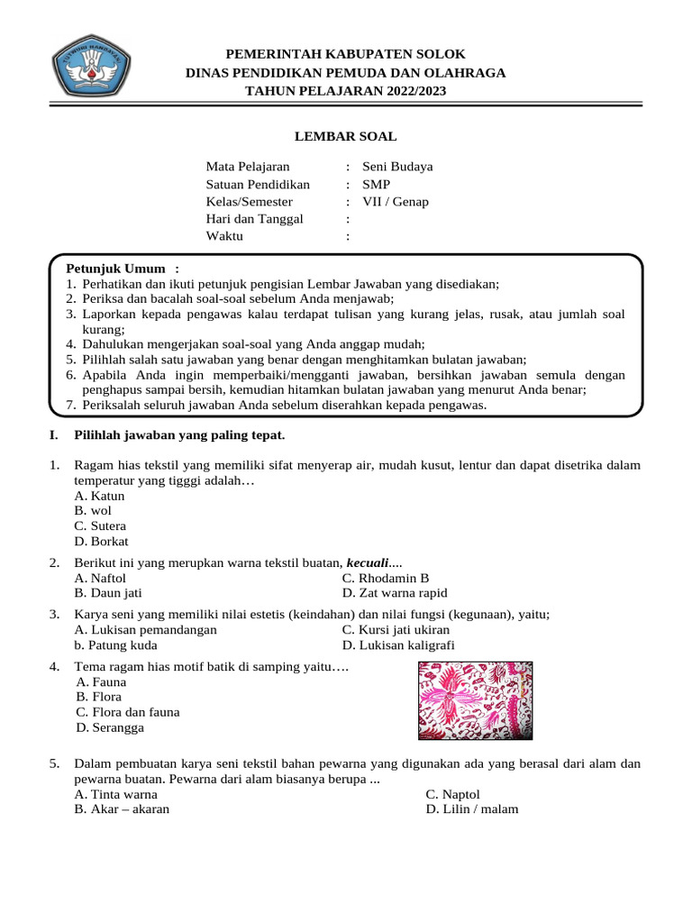 7 Rahasia Kuasai Contoh Soal Essay Seni Budaya Kelas 7 Semester 2 Sebelum Ujian! 7 Rahasia Kuasai Contoh Soal Essay Seni Budaya Kelas 7 Semester 2 Sebelum Ujian!