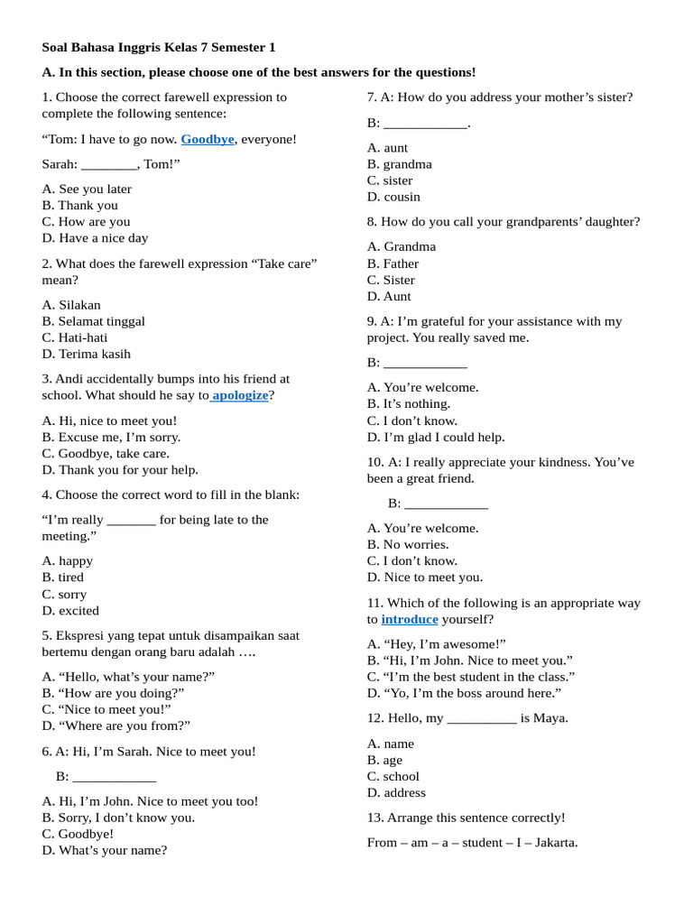 Rahasia Cepat Mahir Latihan Soal TTS Bahasa Inggris SMP Kelas 7 Semester 1 Ini Rahasia Cepat Mahir Latihan Soal TTS Bahasa Inggris SMP Kelas 7 Semester 1 Ini