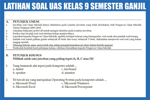 Rahasia Lulus Nilai Tinggi dengan Latihan Soal UAS 1 Kelas 9 Tahun Ajaran 2015 2016 Rahasia Lulus Nilai Tinggi dengan Latihan Soal UAS 1 Kelas 9 Tahun Ajaran 2015 2016
