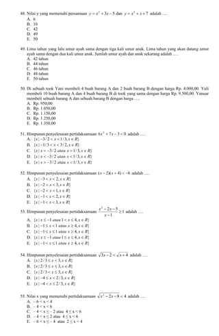 Rahasia Nilai Sempurna Kerjakan Latihan Soal UAS 2 Matematika Minat Kelas 10 Semester 1 Rahasia Nilai Sempurna Kerjakan Latihan Soal UAS 2 Matematika Minat Kelas 10 Semester 1