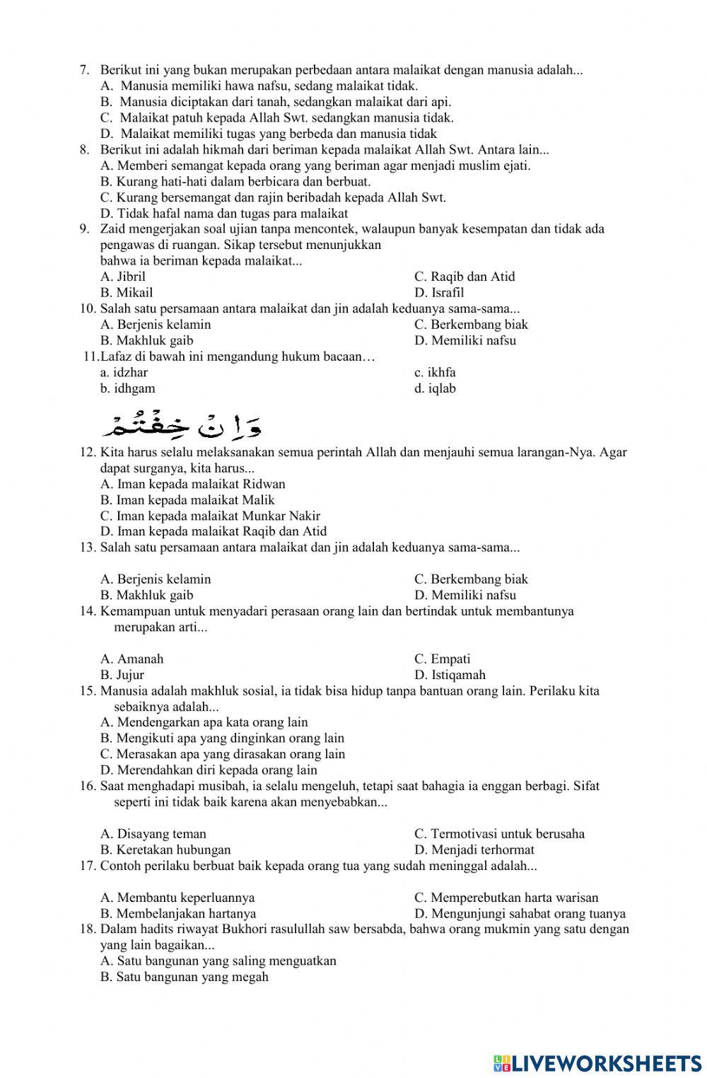 Rahasia Nilai Sempurna dengan Latihan Soal UAS Agama Islam Kelas 7 Semester 1 Terbaru Rahasia Nilai Sempurna dengan Latihan Soal UAS Agama Islam Kelas 7 Semester 1 Terbaru
