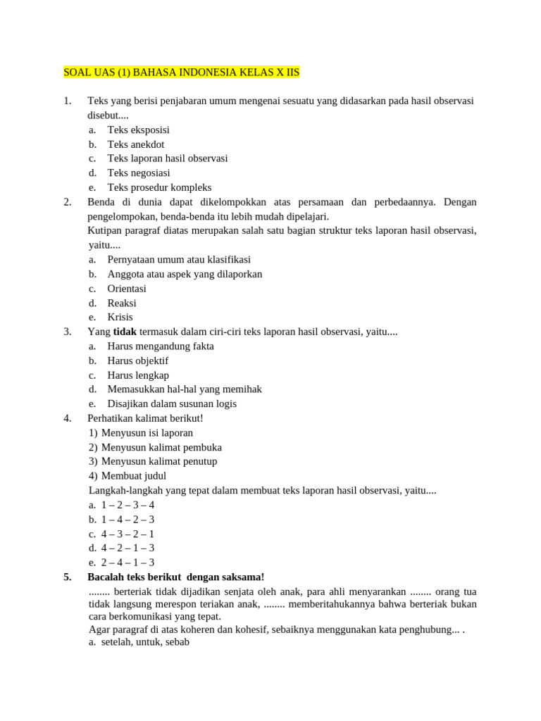 Rahasia Skor Sempurna dengan Latihan Soal UAS Bahasa Indonesia Kelas X Semester 1 Terbaru Rahasia Skor Sempurna dengan Latihan Soal UAS Bahasa Indonesia Kelas X Semester 1 Terbaru