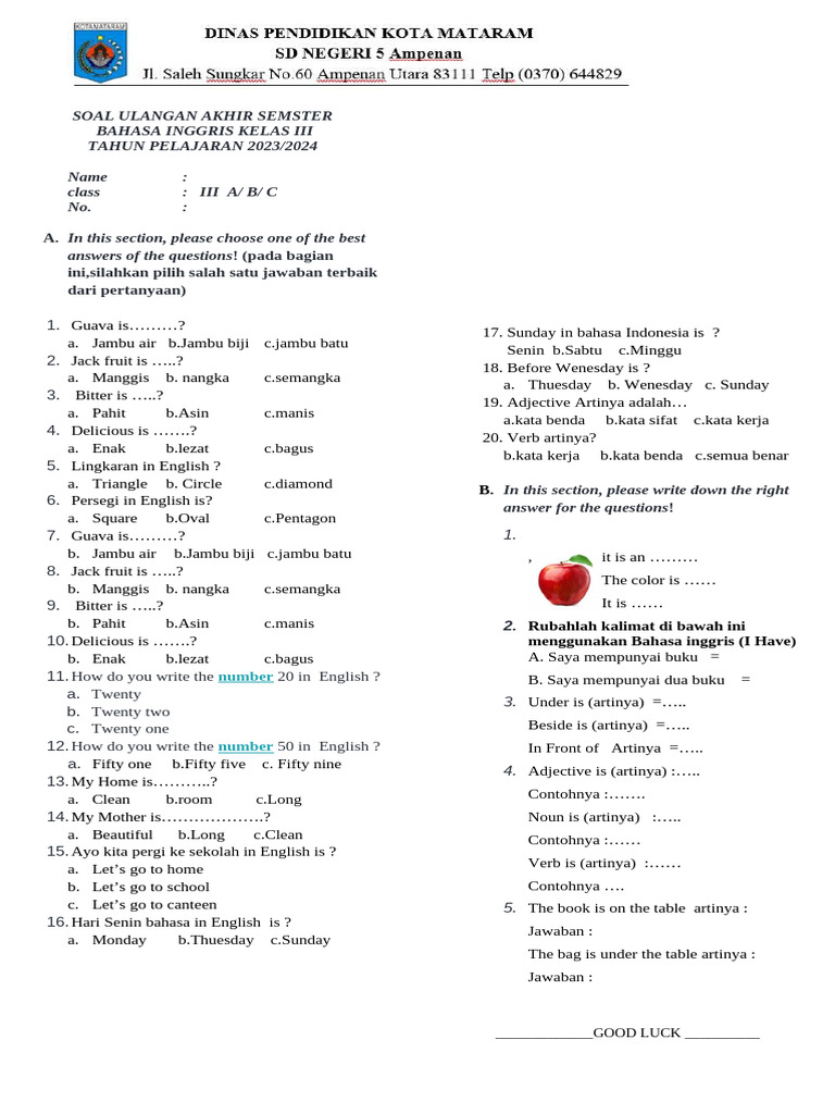 Rahasia Skor Tinggi Ternyata Kuasai Kumpulan Soal UAS K13 Kelas 3 Terbaru Ini