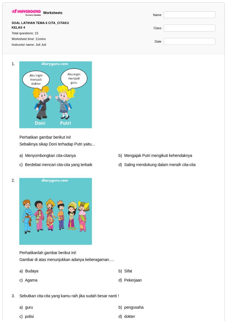 Ternyata Ini Jawaban Soal Tema Cita Citaku Kelas 4 Sub Tema 3 Yang Paling Akurat