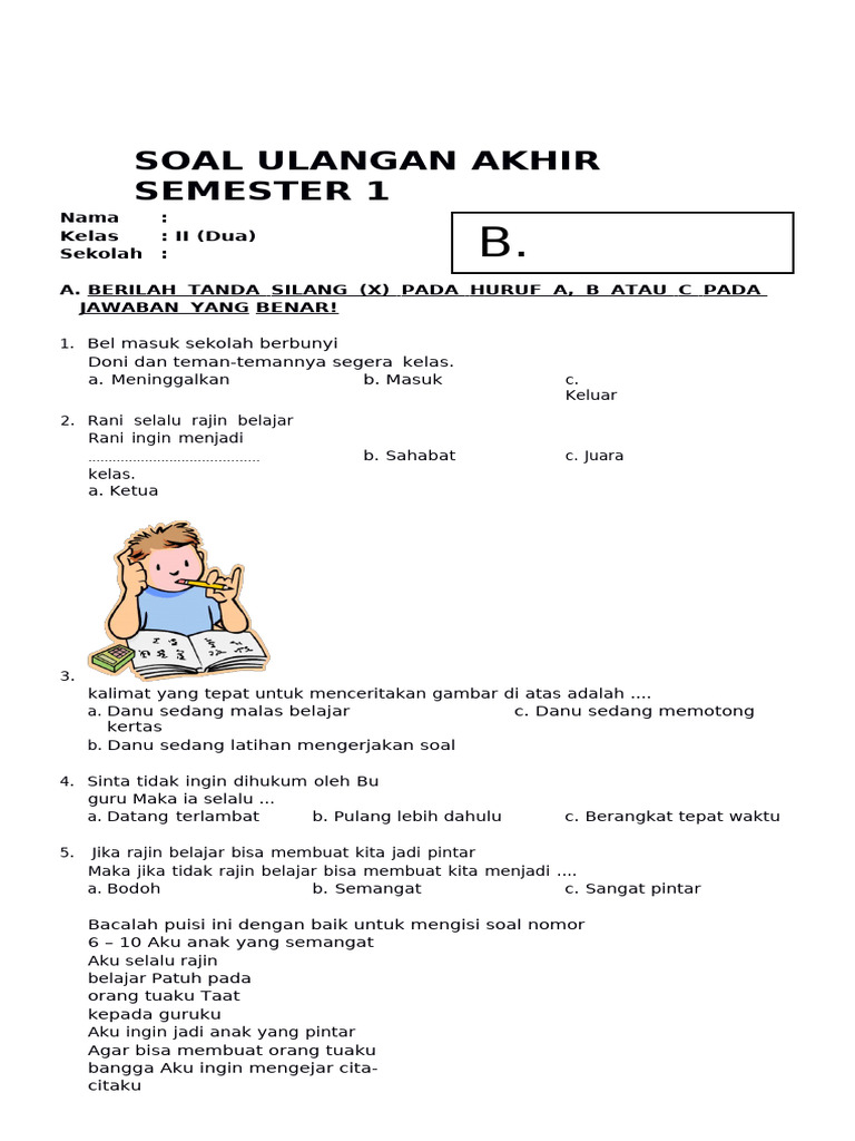 Wajib Tahu! Bocoran Latihan Soal UAS Bahasa Indonesia Kelas 2 Semester 1 Terbaru Wajib Tahu! Bocoran Latihan Soal UAS Bahasa Indonesia Kelas 2 Semester 1 Terbaru